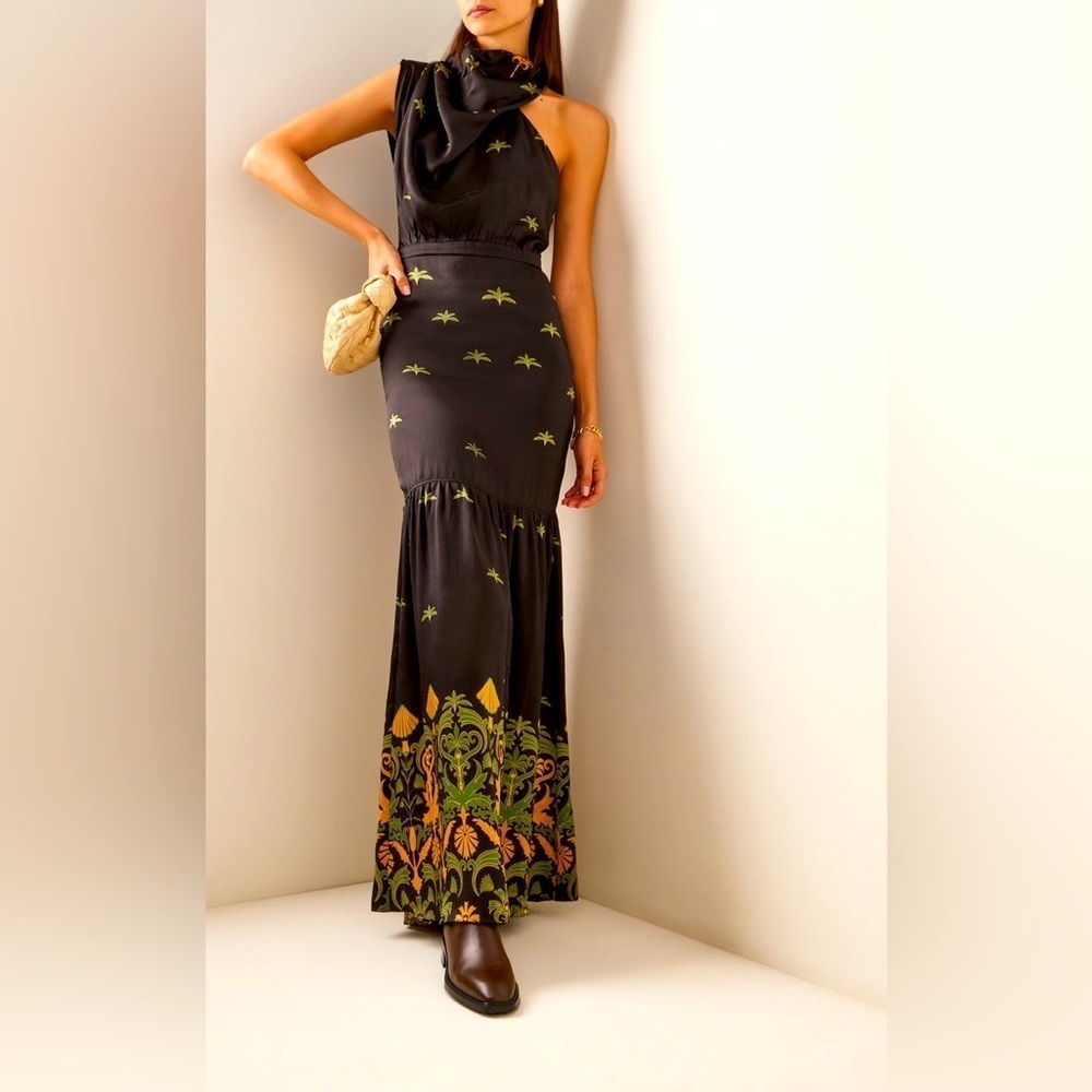 Johanna Ortiz Black Mystical Activist Silk Maxi Dress 4